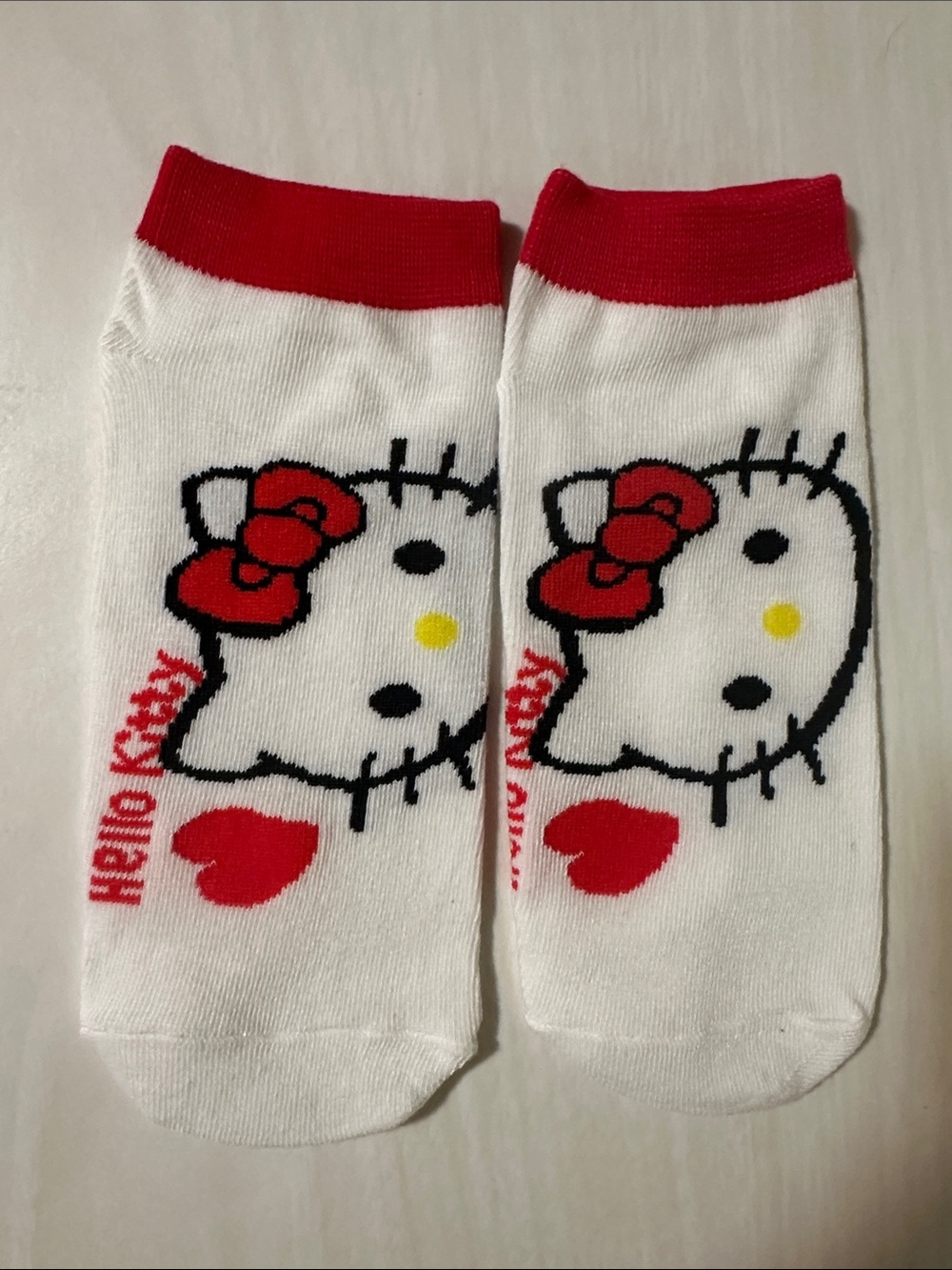 Hello Kitty White and Red Ankle Socks with Bow and Heart